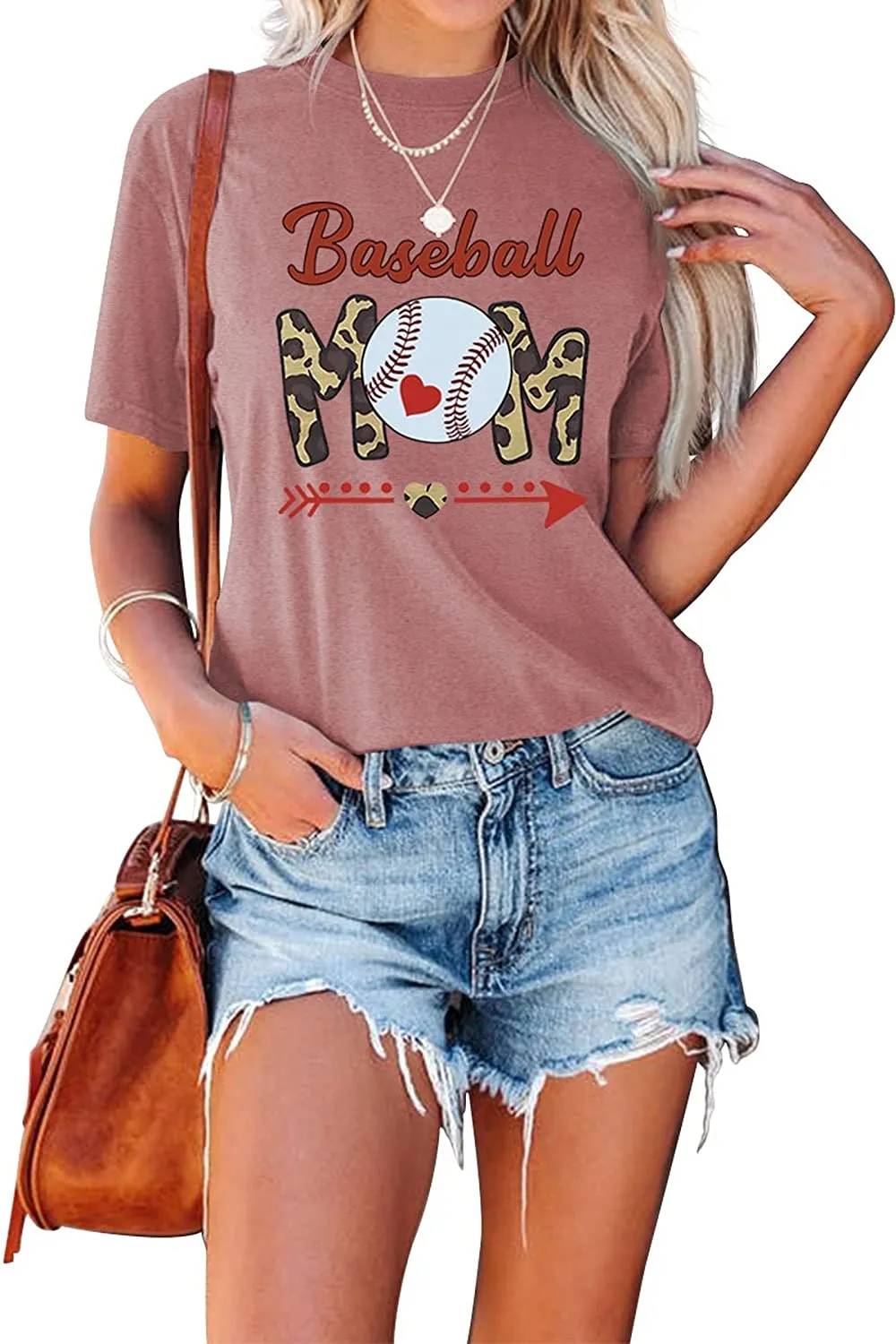 Women Baseball Mom Tees Tops Sports Mom Gift T-Shirt
