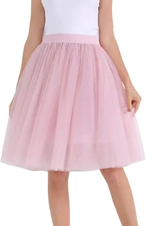 Women's A-Line High Waisted Midi Skirt Women's Classic Layered Tulle Skirt for Adult Teen Ballet Dance Skirts