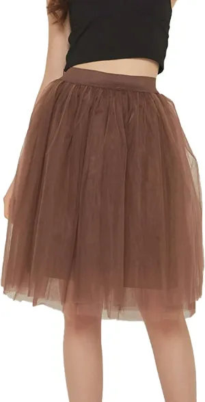Women's A-Line High Waisted Midi Skirt Women's Classic Layered Tulle Skirt for Adult Teen Ballet Dance Skirts