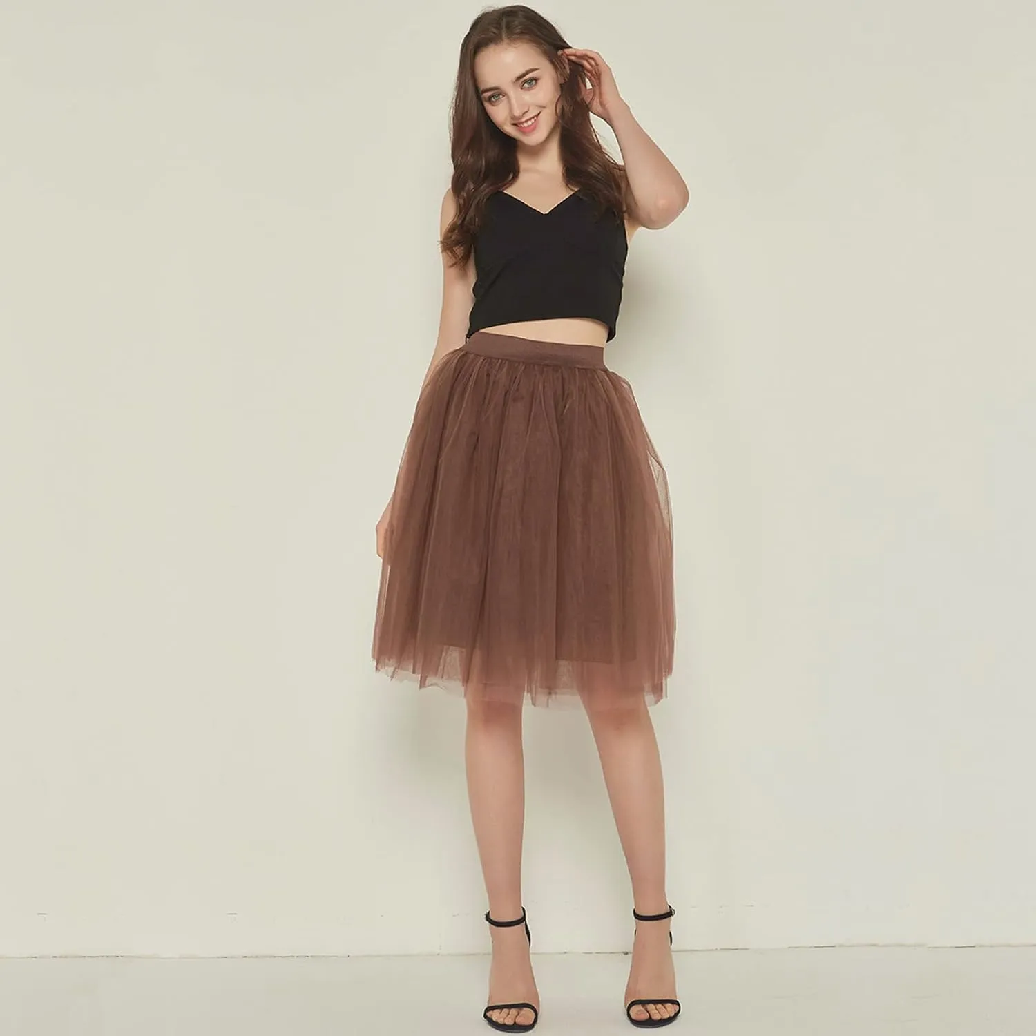 Women's A-Line High Waisted Midi Skirt Women's Classic Layered Tulle Skirt for Adult Teen Ballet Dance Skirts