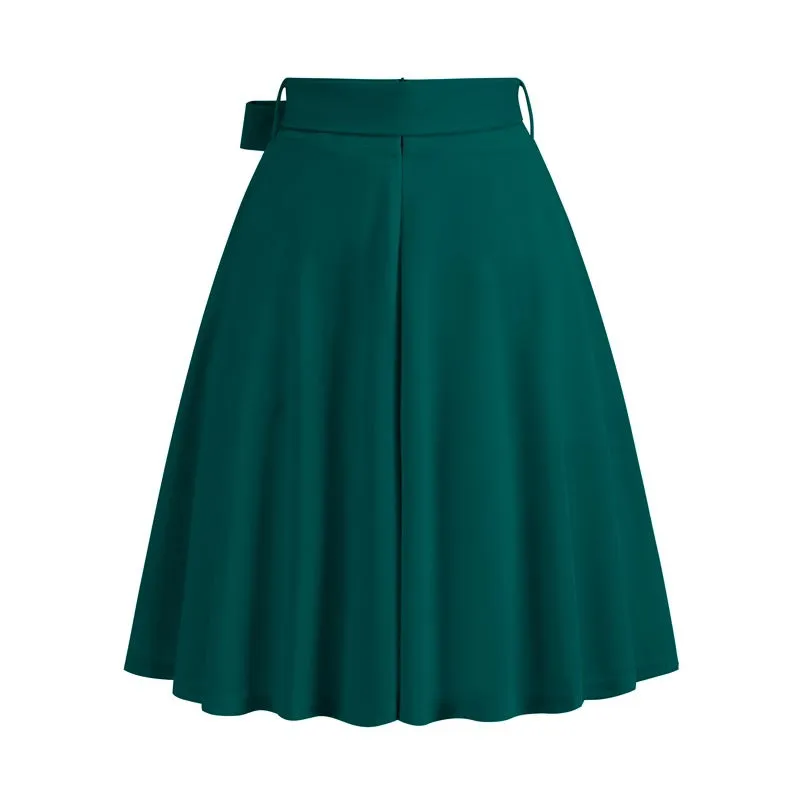 Women's Belt Bow Retro Elegant Pocket Skirt