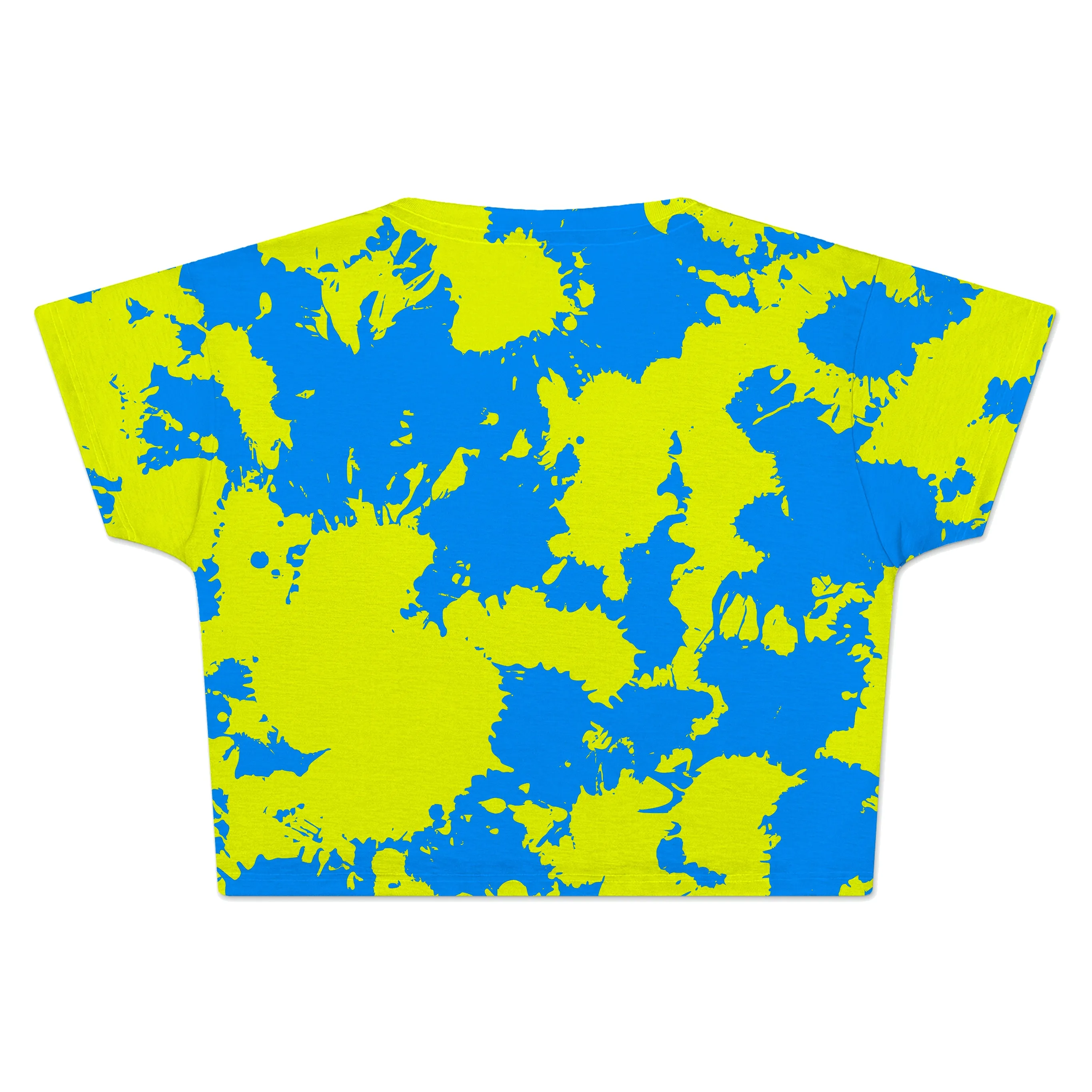 Yellow and Blue Paint Splatter Crop Tee