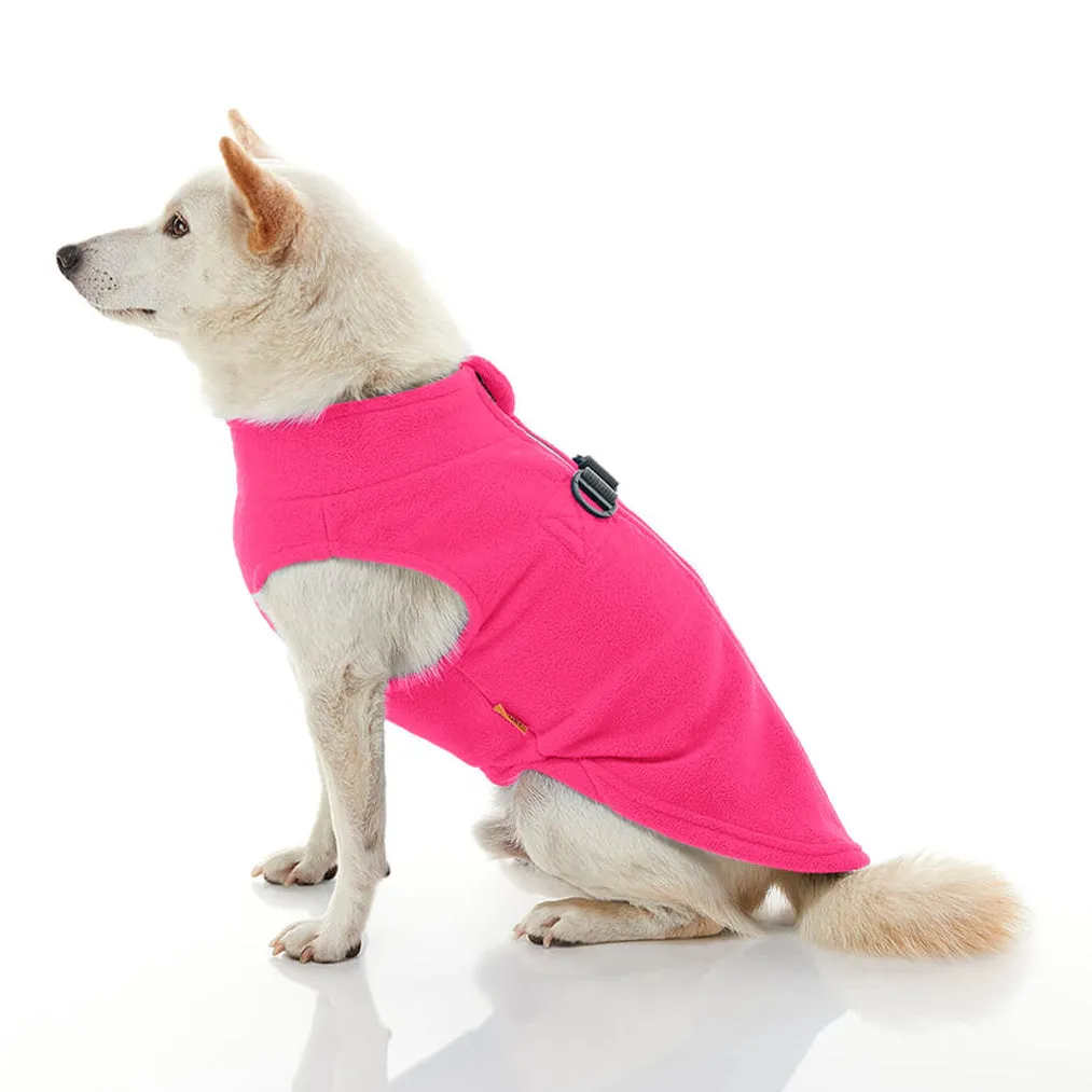 zip-up fleece vest - pink