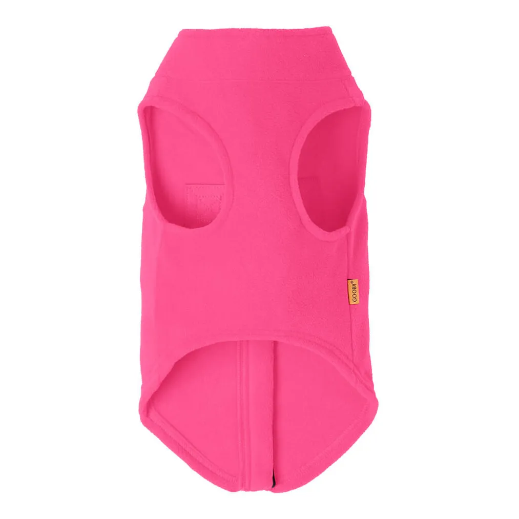 zip-up fleece vest - pink